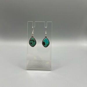 Elegant Silver and Turquoise Drop Earrings - Handmade E0135C